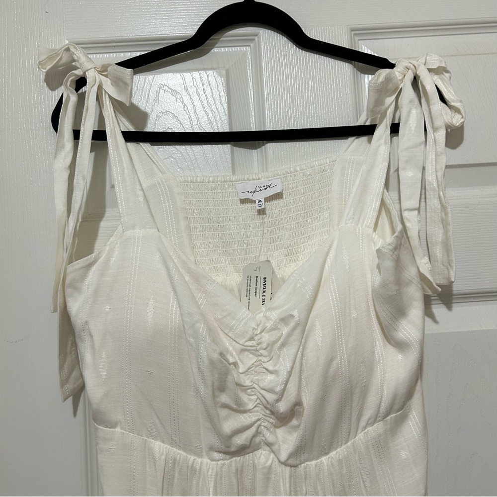 Soma Weekend Ivory Maxi Dress Bow Romantic Sexy Bridal Rayon NWT Sz X-Large - Picture 3 of 15